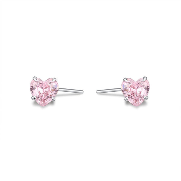 Implant Grade Titanium Threadless Heart 4 Claw Cubic Zirconia Pair Piercing
