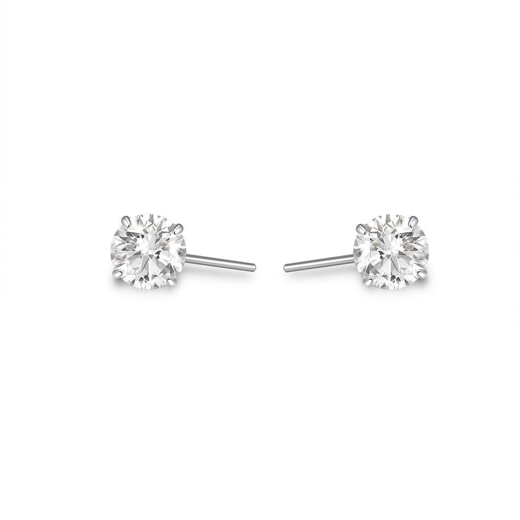 Titanium Threadless Top Round Prong Cubic Zirconia Pair Piercing