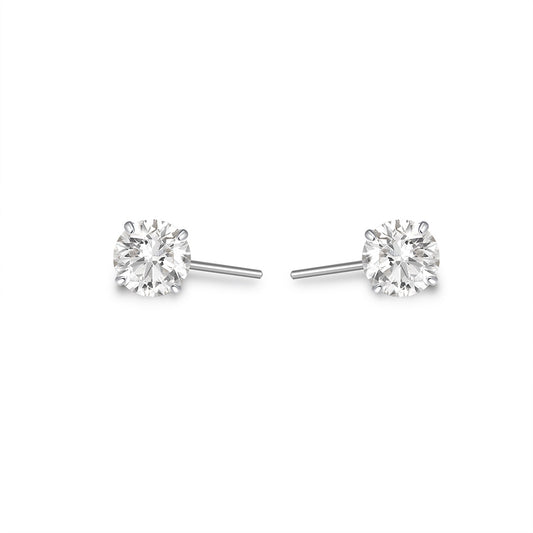 Titanium Threadless Top Round Prong Cubic Zirconia Pair Piercing