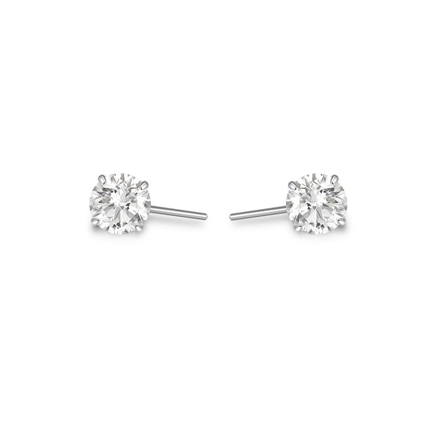 Titanium Threadless Top Round Prong Cubic Zirconia Pair Piercing