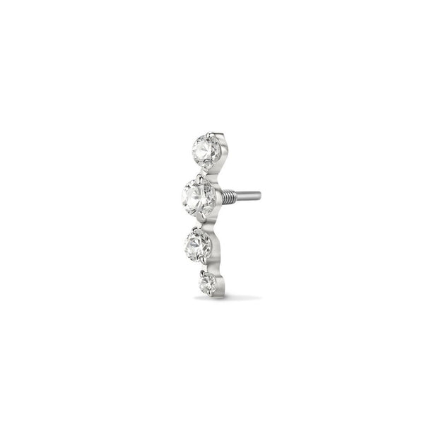 Implant Grade Titanium Guided Internally Threaded Descending Curve Cubic Zirconia Top Piercing