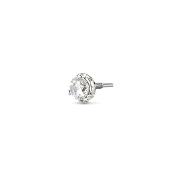 Implant Grade Titanium Guided Internally Threaded Hammered Round Cubic Zirconia Top Piercing