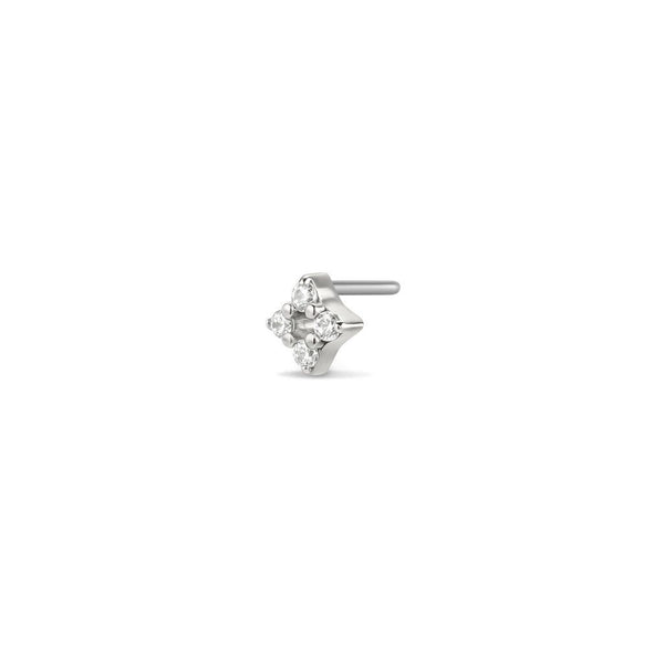 Implant Grade Titanium Threadless 4 Point Star Cubic Zirconia Top Piercing