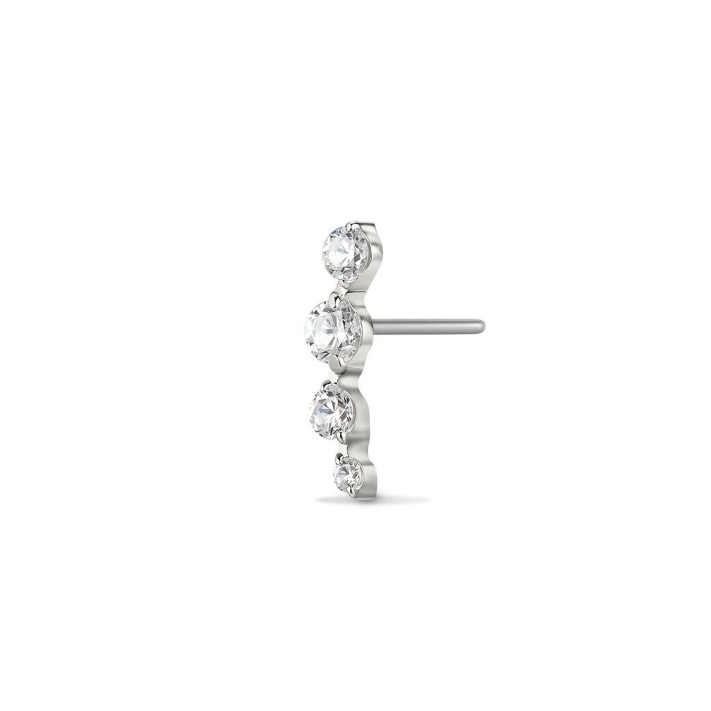 Titanium Threadless Descending Curve Cubic Zirconia Top Piercing - SkinKandy | Body Jewellery & Piercing Online Australia