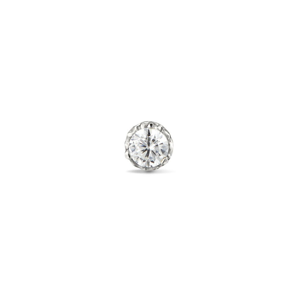 Titanium Threadless Hammered Round Cubic Zirconia Top Piercing - SkinKandy | Body Jewellery & Piercing Online Australia