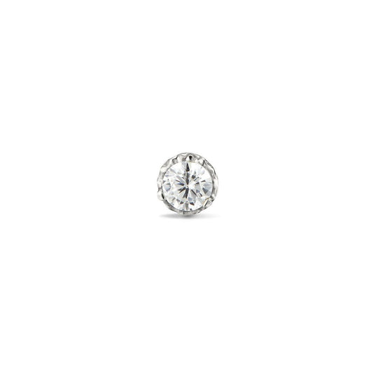 Titanium Threadless Hammered Round Cubic Zirconia Top Piercing - SkinKandy | Body Jewellery & Piercing Online Australia