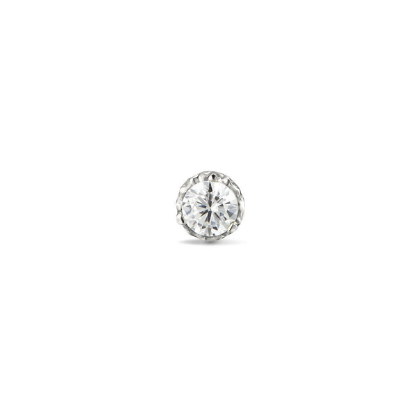 Titanium Threadless Hammered Round Cubic Zirconia Top Piercing