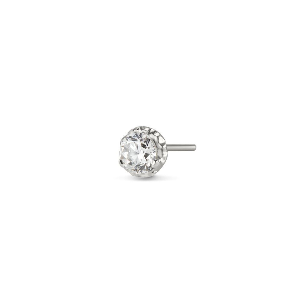 Titanium Threadless Hammered Round Cubic Zirconia Top Piercing - SkinKandy | Body Jewellery & Piercing Online Australia