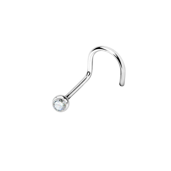 316L Surgical Steel Nose Twist Press Fit Gem Ball Clear Piercing