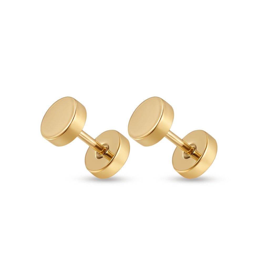 316L Stainless Steel Internally Threaded Fake Plug Earrings - Gold
