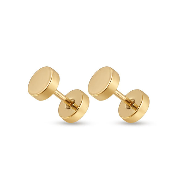 316L Stainless Steel Internally Threaded Fake Plug Earrings - Gold