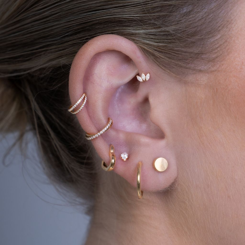 316L Stainless Steel Internally Threaded Fake Plug Earrings - Gold