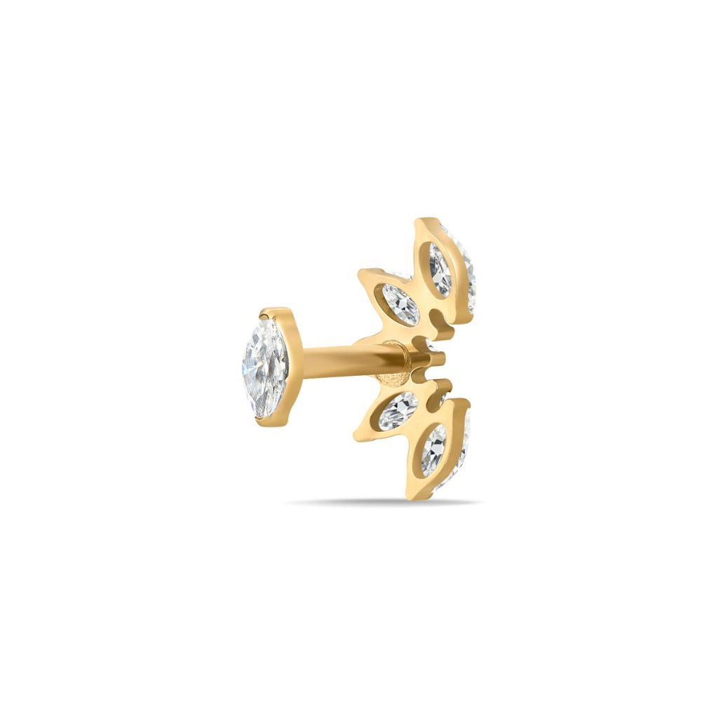 Titanium Internally Threaded 5 Marquise Arc Cubic Zirconia Flashback