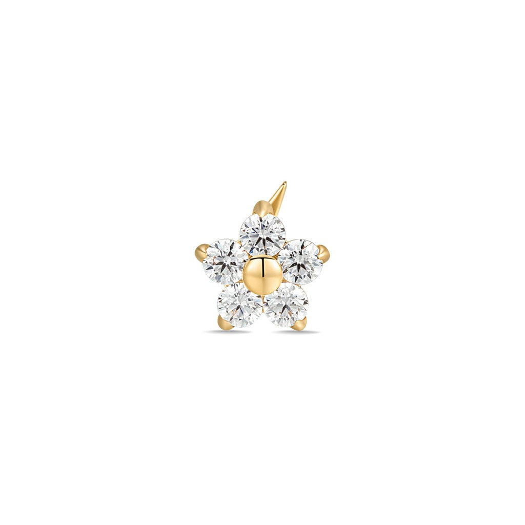 Titanium Internally Threaded Flower Lightning Cubic Zirconia Flashback