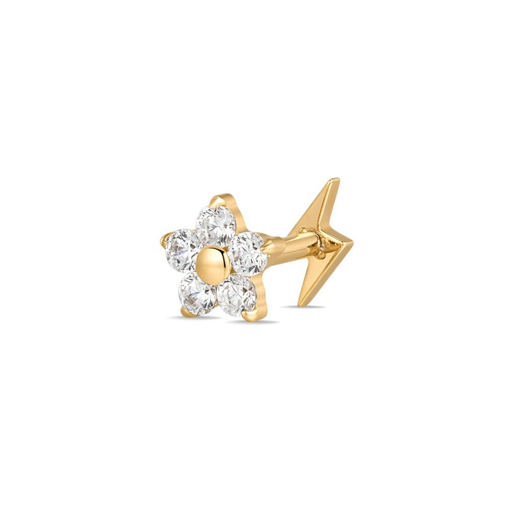Titanium Internally Threaded Flower Lightning Cubic Zirconia Flashback - SkinKandy | Body Jewellery & Piercing Online Australia