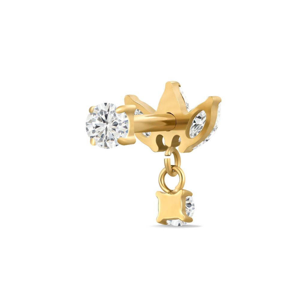 Titanium Internally Threaded Marquise Dangle Square Cubic Zirconia Flashback