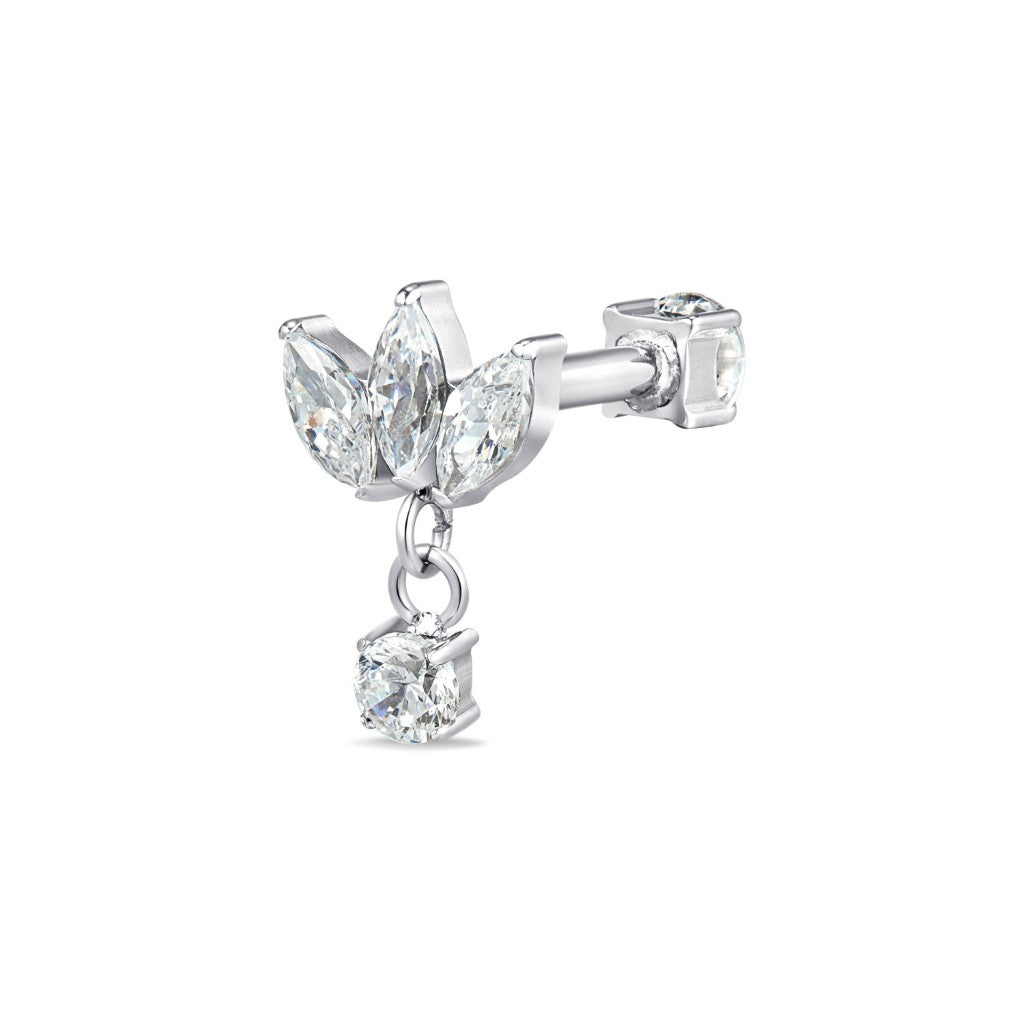 Titanium Internally Threaded Marquise Dangle Square Cubic Zirconia Flashback