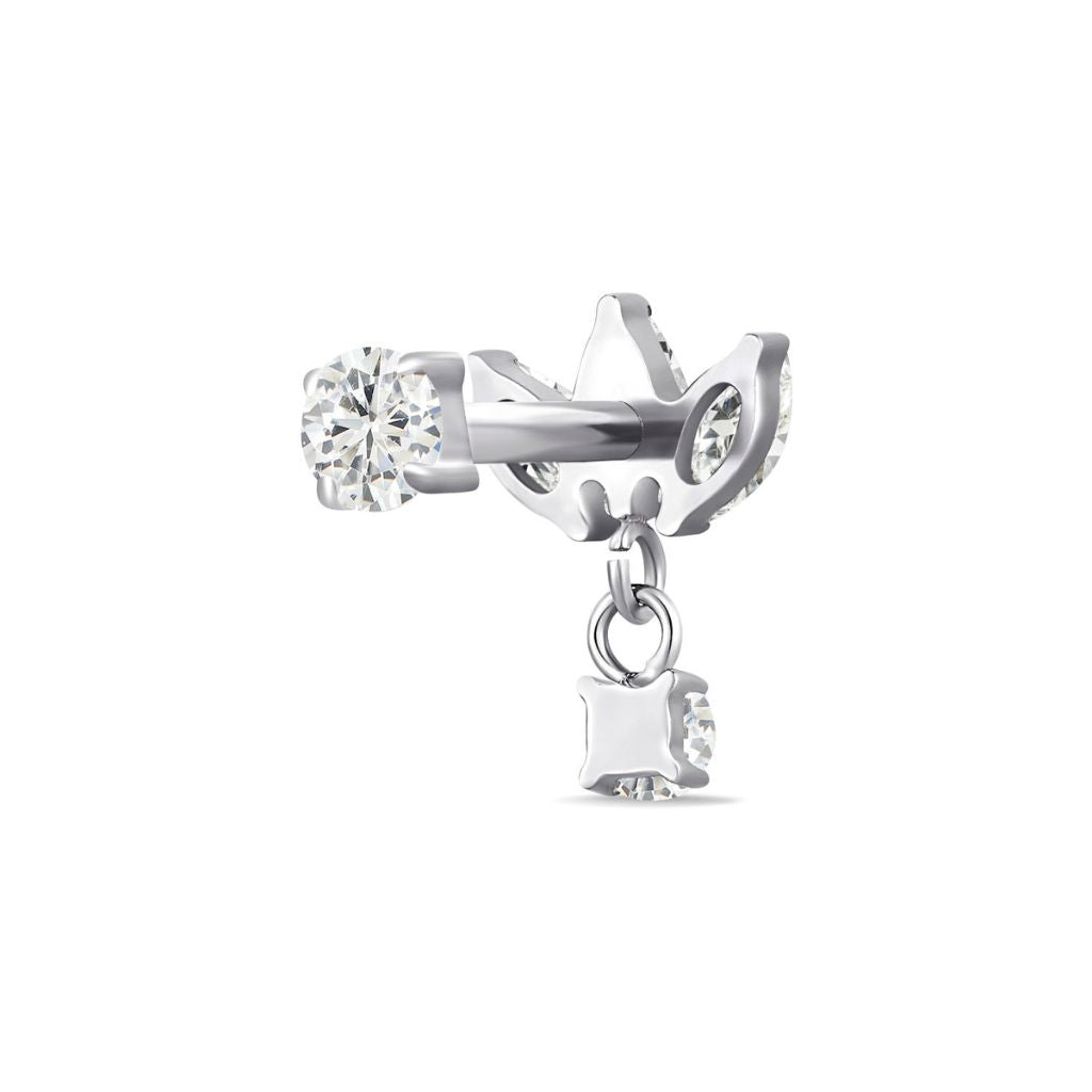 Titanium Internally Threaded Marquise Dangle Square Cubic Zirconia Flashback