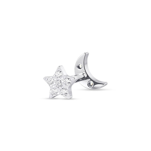 Titanium Internally Threaded Moon and Star Cubic Zirconia Flashback - SkinKandy | Body Jewellery & Piercing Online Australia
