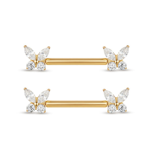 Titanium Threadless Butterfly Nipple Bar Pair