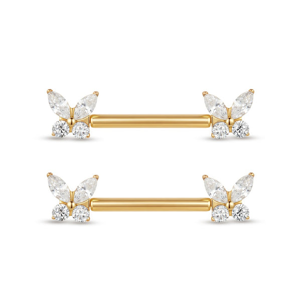 Titanium Threadless Butterfly Nipple Bar Pair