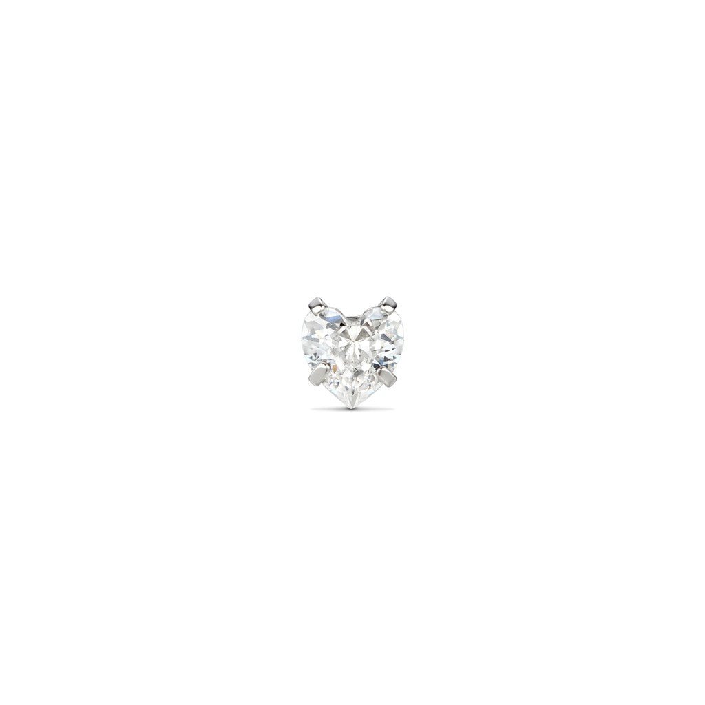 Titanium Guided Internally Threaded Heart Cubic Zirconia Top Piercing - SkinKandy | Body Jewellery & Piercing Online Australia