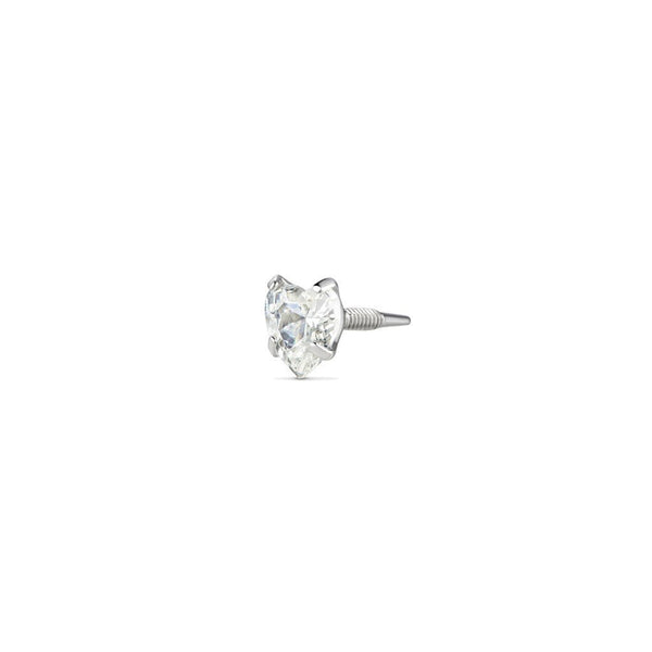 Implant Grade Titanium Guided Internally Threaded Heart Cubic Zirconia Top Piercing