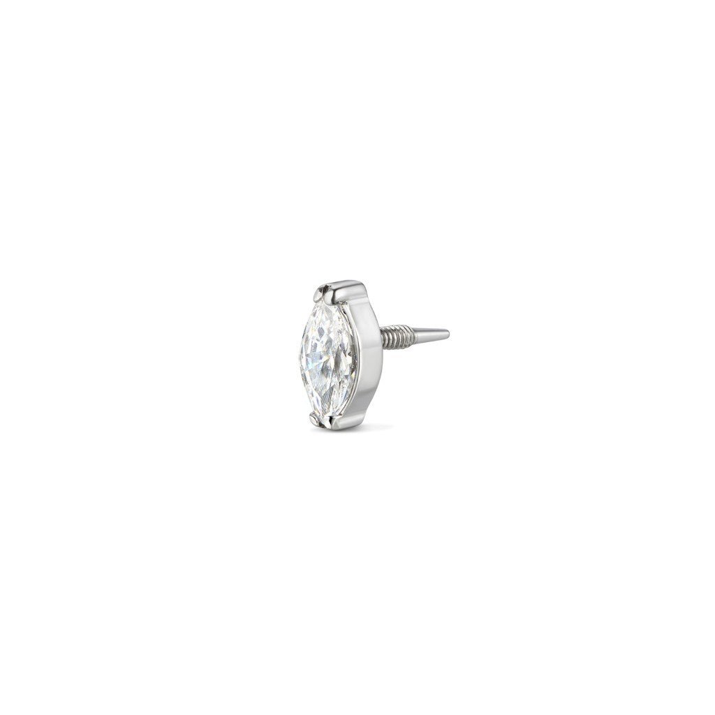 Titanium Guided Internally Threaded Oval Cubic Zirconia Top Piercing - SkinKandy | Body Jewellery & Piercing Online Australia