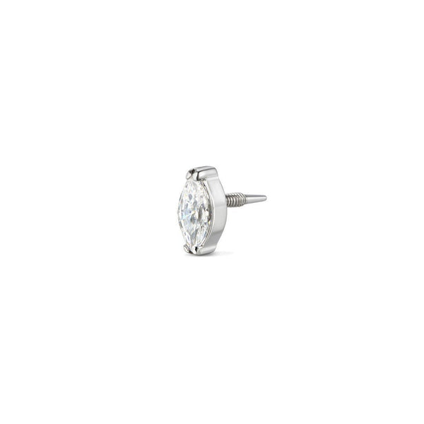 Implant Grade Titanium Guided Internally Threaded Oval Cubic Zirconia Top Piercing