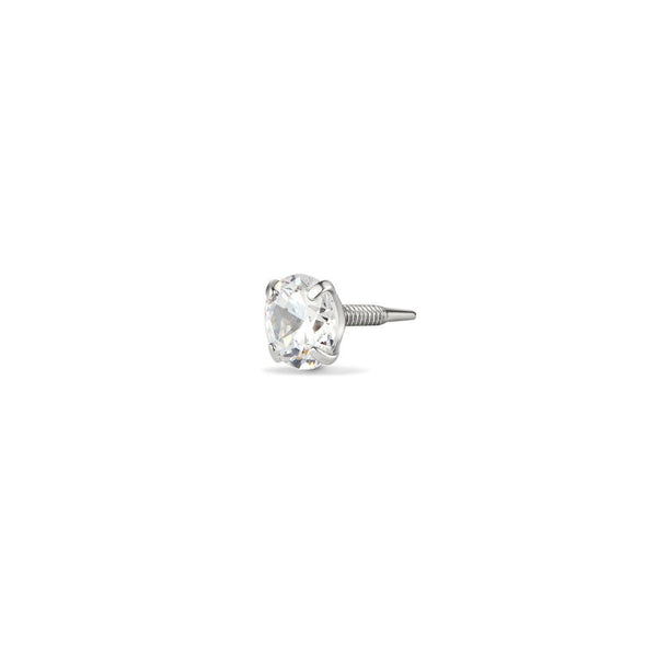 Implant Grade Titanium Guided Internally Threaded Round Cubic Zirconia Top Piercing