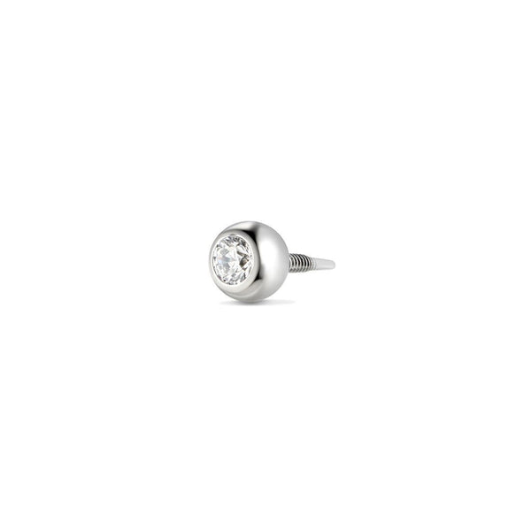 Implant Grade Titanium Guided Internally Threaded Round Bezel Cubic Zirconia Top Piercing