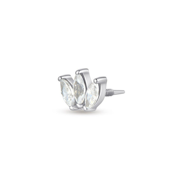 Implant Grade Titanium Guided Internally Threaded Tris Marquis Cubic Zirconia Top Piercing