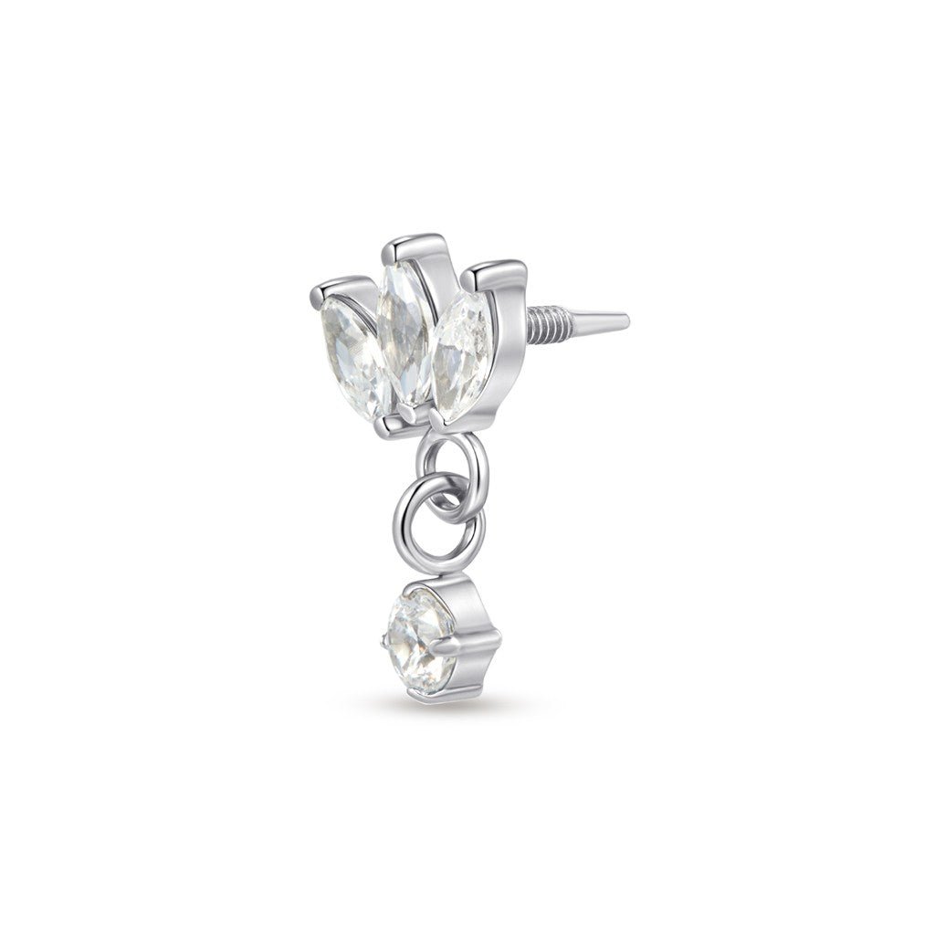 Titanium Guided Internally Threaded Tris Marquis Dangle Cubic Zirconia Top Piercing - SkinKandy | Body Jewellery & Piercing Online Australia