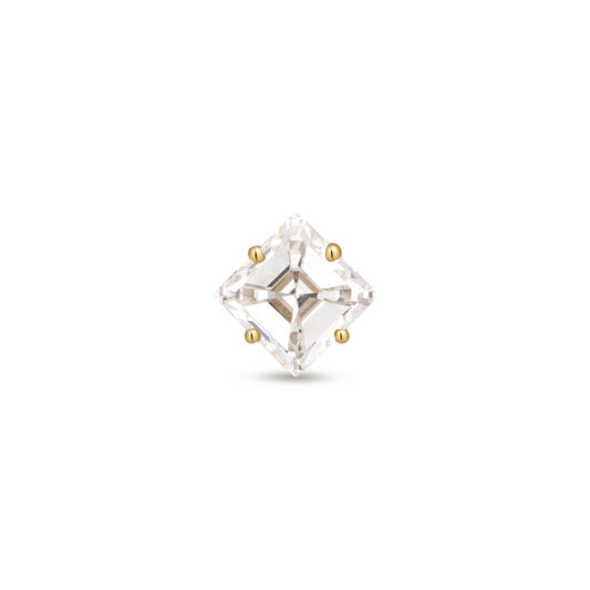14K Solid Gold Internally Guided Claw Square Cubic Zirconia Top Piercing - SkinKandy | Body Jewellery & Piercing Online Australia