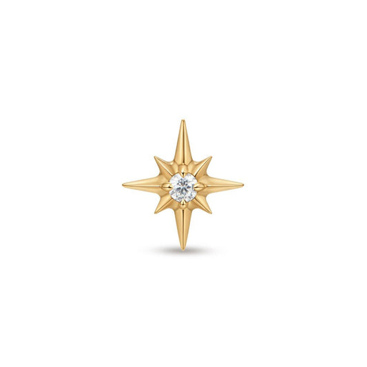 14K Solid Gold Guided Internally Threaded 8 Point Star Cubic Zirconia Top Piercing - SkinKandy | Body Jewellery & Piercing Online Australia
