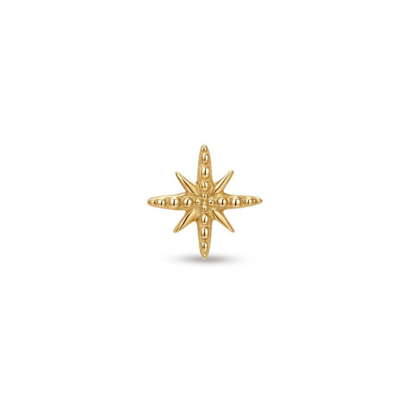 14K Solid Gold Guided Internally Threaded Guiding Star Top Piercing