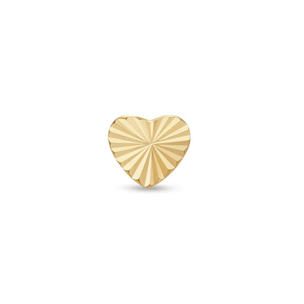 14K Solid Gold Guided Internally Threaded Striped Heart Top Piercing
