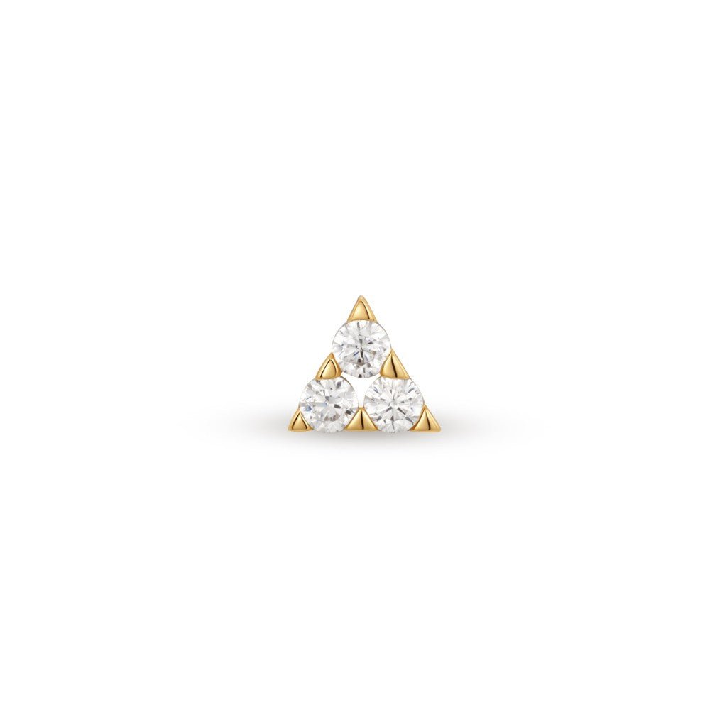 14K Solid Gold Guided Internally Threaded Triangle Cubic Zirconia Top Piercing - SkinKandy | Body Jewellery & Piercing Online Australia