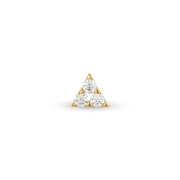 14K Solid Gold Guided Internally Threaded Triangle Cubic Zirconia Top Piercing