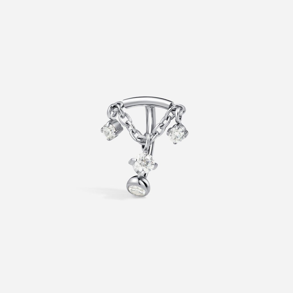 Titanium Internally Threaded Cubic Zirconia Arch Chain Curved Barbell - SkinKandy | Body Jewellery & Piercing Online Australia