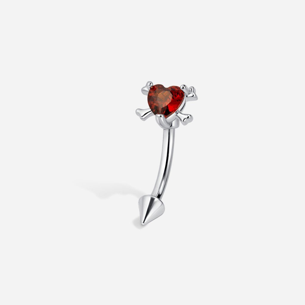 Titanium Internally Threaded Cubic Zirconia Red Heart Curved Barbell - SkinKandy | Body Jewellery & Piercing Online Australia