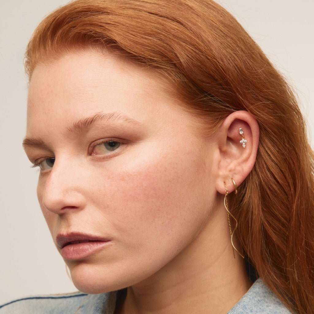 Titanium Internally Threaded Cubic Zirconia Rectangular Marquis Dangle Flatback - SkinKandy | Body Jewellery & Piercing Online Australia