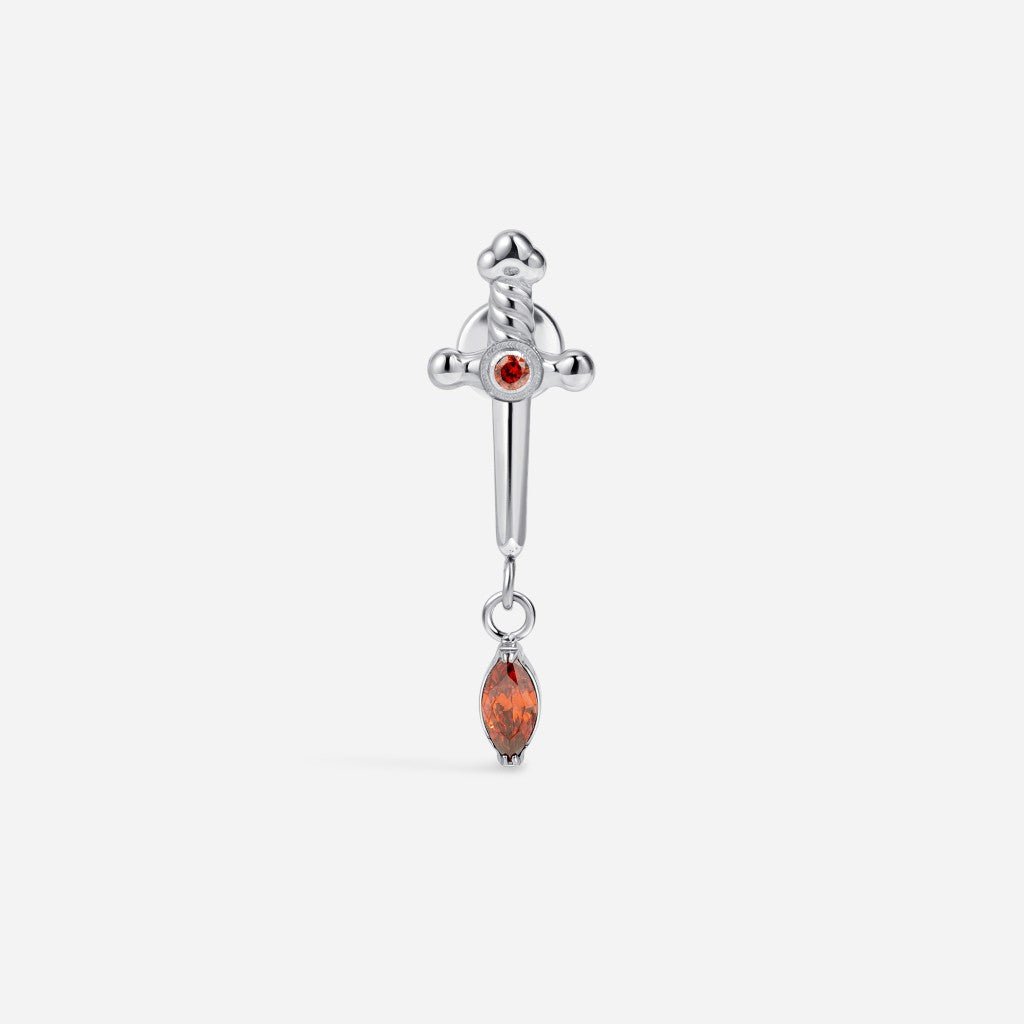 Titanium Internally Threaded Cubic Zirconia Dripping Sword Flatback - SkinKandy | Body Jewellery & Piercing Online Australia