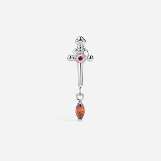 Titanium Internally Threaded Cubic Zirconia Dripping Sword Flatback - SkinKandy | Body Jewellery & Piercing Online Australia