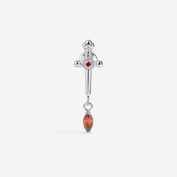 Titanium Internally Threaded Cubic Zirconia Dripping Sword Flatback