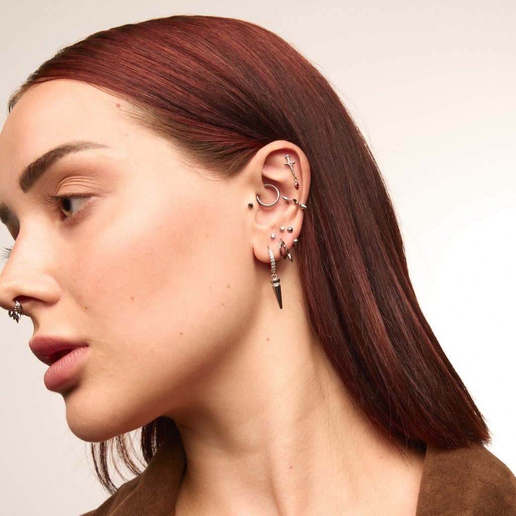 Titanium Internally Threaded Cubic Zirconia Dripping Sword Flatback - SkinKandy | Body Jewellery & Piercing Online Australia