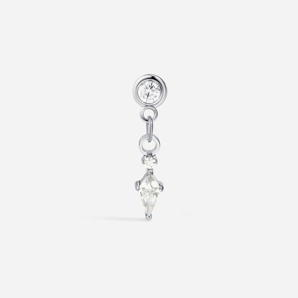 Titanium Internally Threaded Cubic Zirconia Chain Dangle Diamond Flatback - SkinKandy | Body Jewellery & Piercing Online Australia