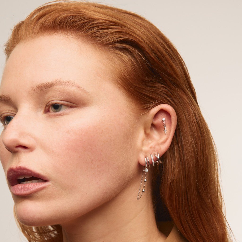 Titanium Internally Threaded Cubic Zirconia Chain Dangle Diamond Flatback - SkinKandy | Body Jewellery & Piercing Online Australia