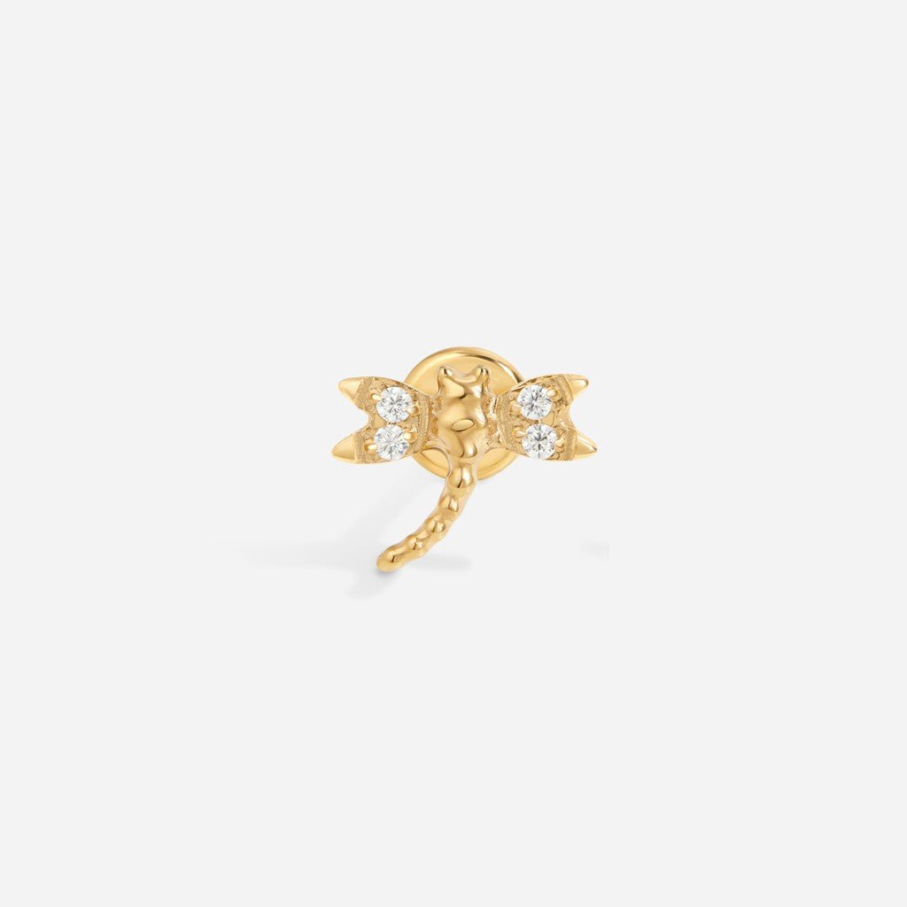 Titanium Internally Threaded Cubic Zirconia Dragonfly Flatback - SkinKandy | Body Jewellery & Piercing Online Australia