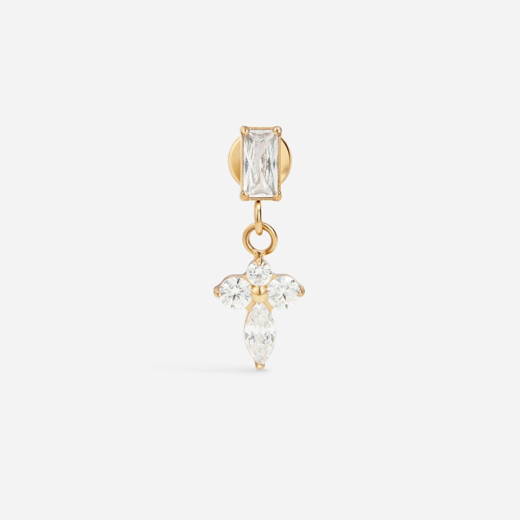 Titanium Internally Threaded Cubic Zirconia Rectangular Marquis Dangle Flatback - SkinKandy | Body Jewellery & Piercing Online Australia